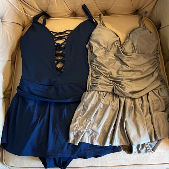Two swim dresses. Blue is NWT, gray was barely used. Size 8 - Picture 9 of 9